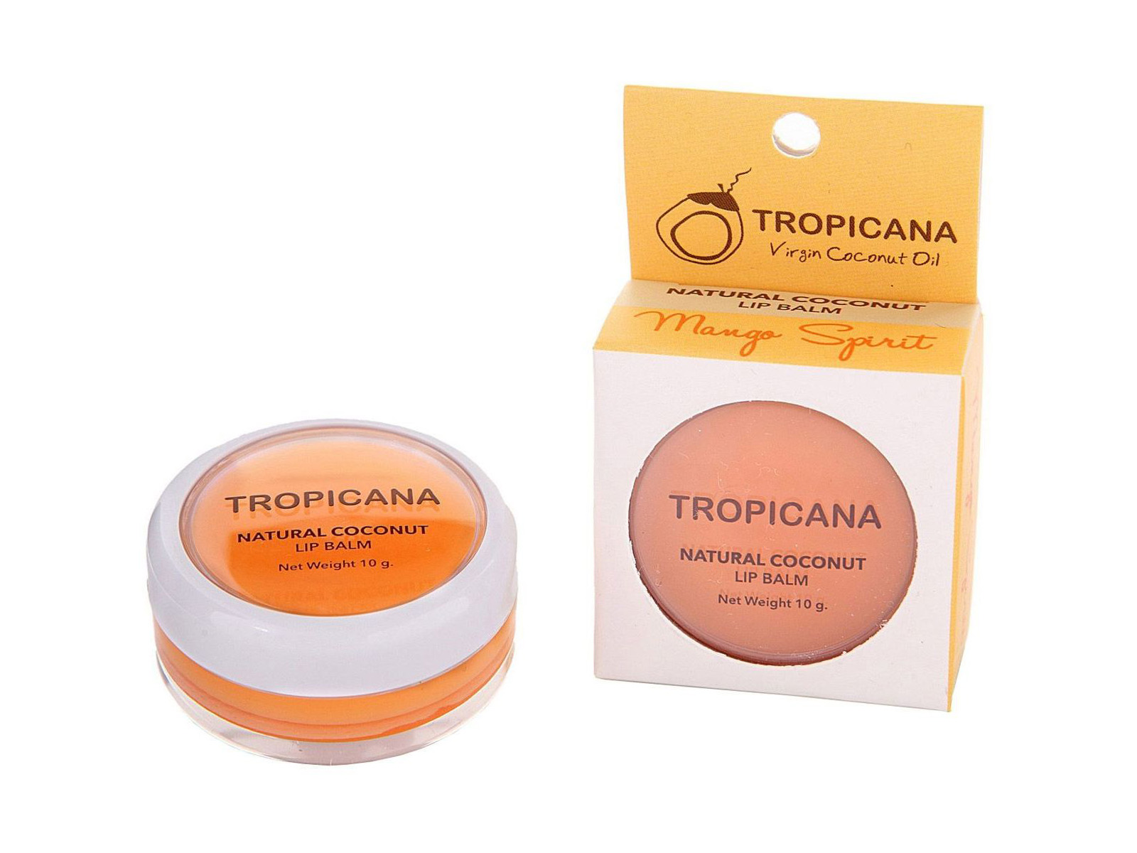 Натуральный кокосовый бальзам для губ из Тайланда Манго Tropicana Natural Coconut Lip Balm Mango Spirit 10 гр. ТАЙСКИЕ БАЛЬЗАМЫ ДЛЯ ГУБ