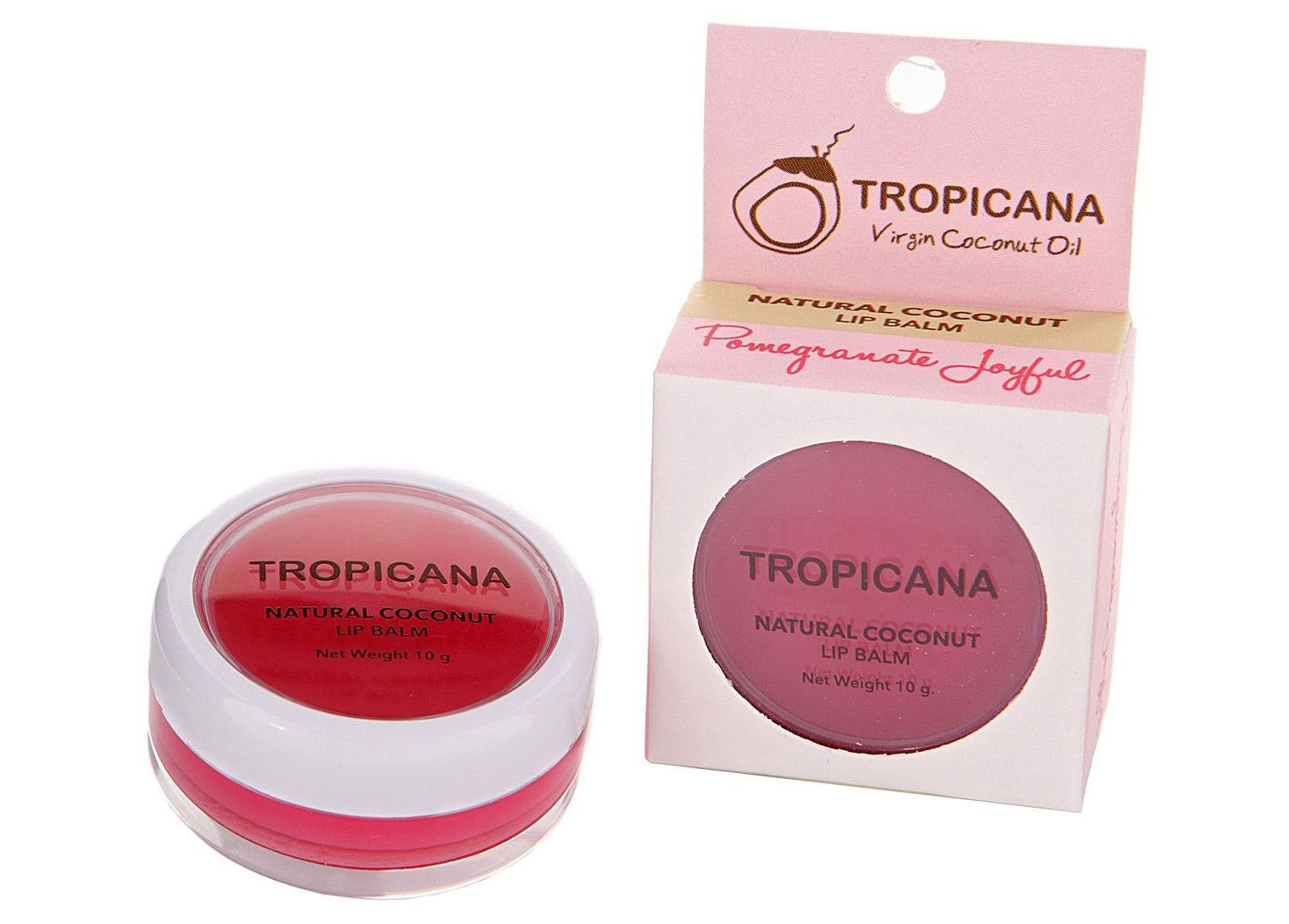 Натуральный Тайский кокосовый бальзам для губ Гранат Tropicana Natural Coconut Lip Balm Pomegranate Joyful 10 гр. ТАЙЛАНД