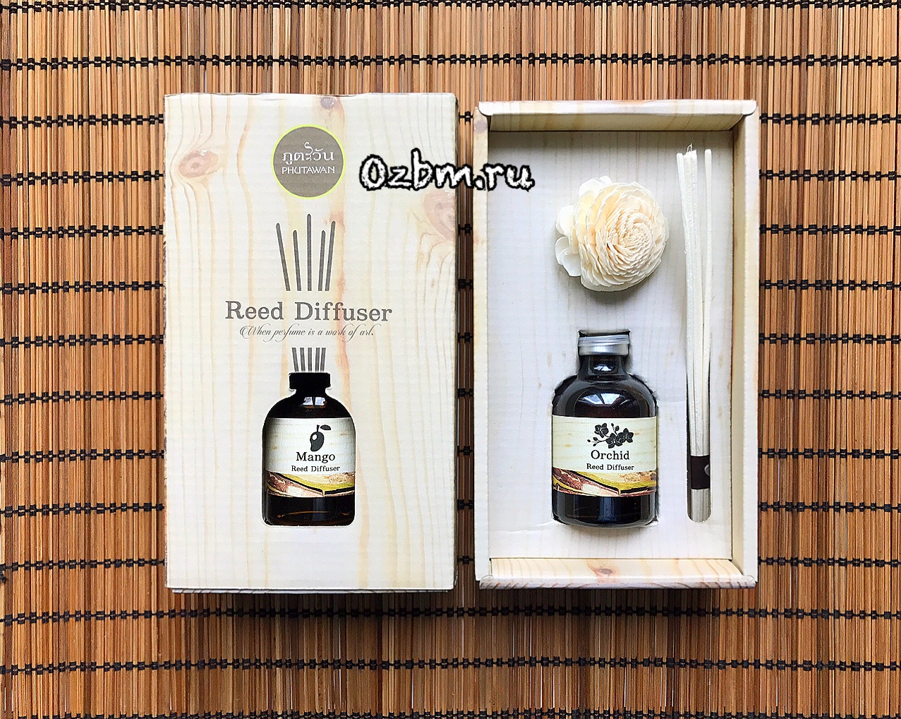 Тайский ароматический диффузор с палочками Манго Phutawan Mango Reed Diffuser 50 мл.